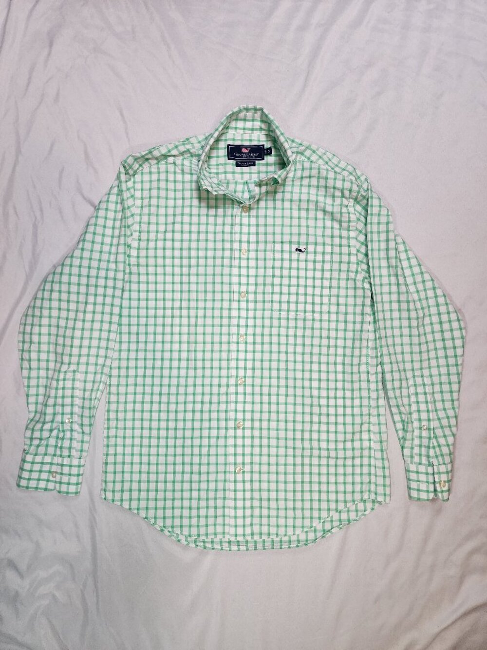 Vineyard Vines Tucker Shirt Men’s S Green White Check Plaid
